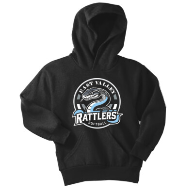 Youth Fleece Hoodie in Black - Rattlers circle Thumbnail