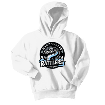 Youth Fleece Hoodie in White - Rattlers circle  Thumbnail